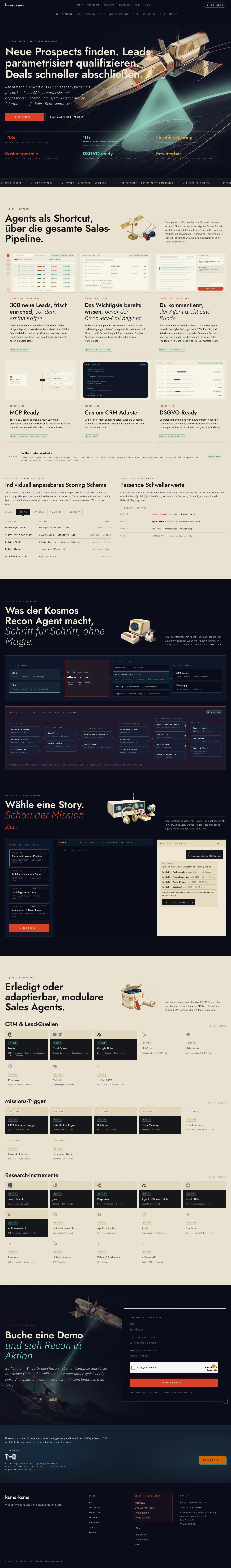 Kosmos Recon website desktop view